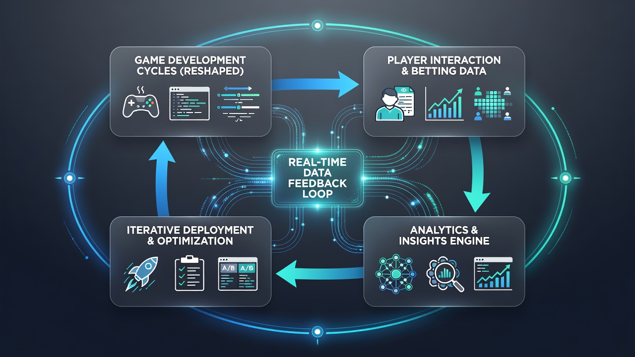 Development team reviewing live data streams and regulatory compliance reports for betting software updates