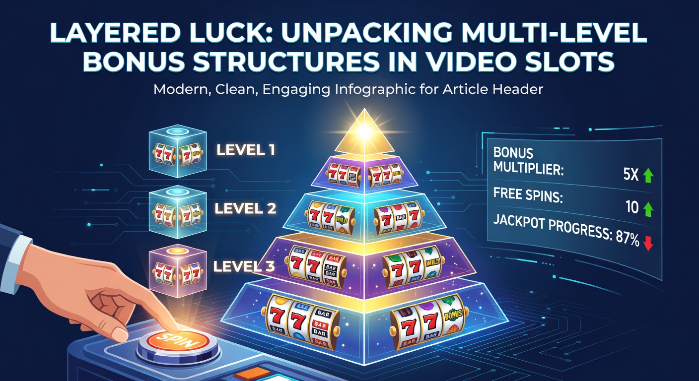 Vibrant video slot screen displaying cascading bonus levels with multipliers and free spins activating in sequence