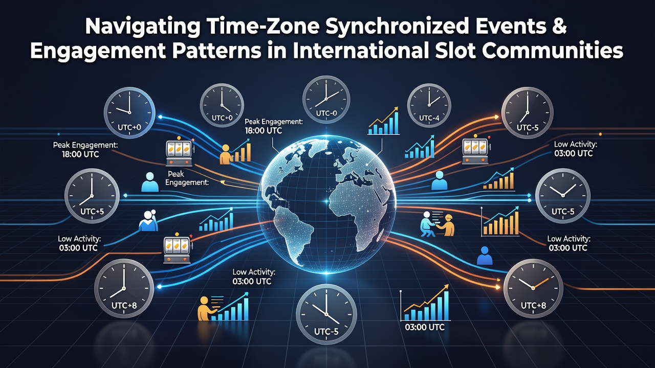 Global map displaying time zones overlaid with slot tournament schedules and player activity peaks