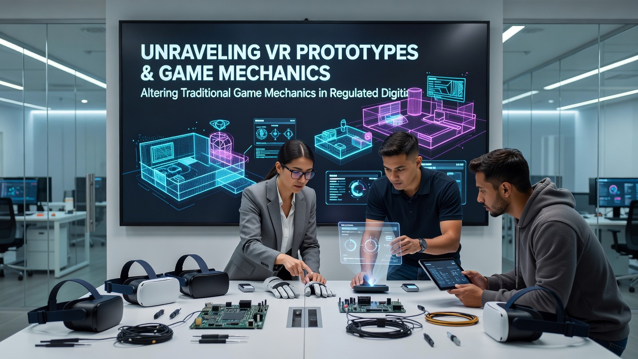 Developer reviewing VR prototype interface for a regulated betting platform